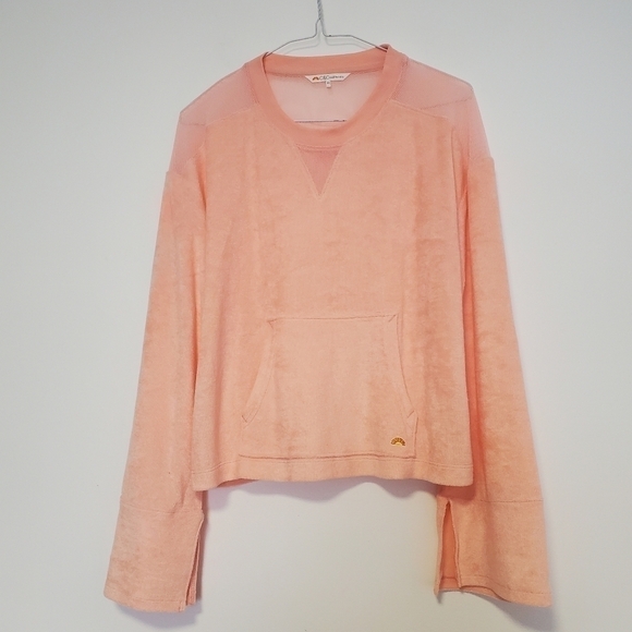 C&C California Peach Mesh and Terry cloth Crewneck Sweater - Picture 11 of 15